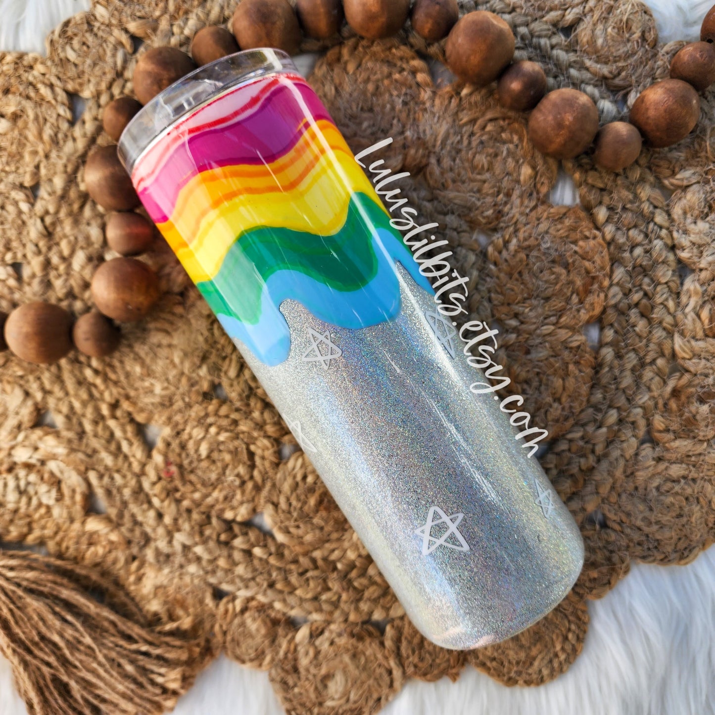 Rainbow Silver Glitter Tumbler - Ready To Ship