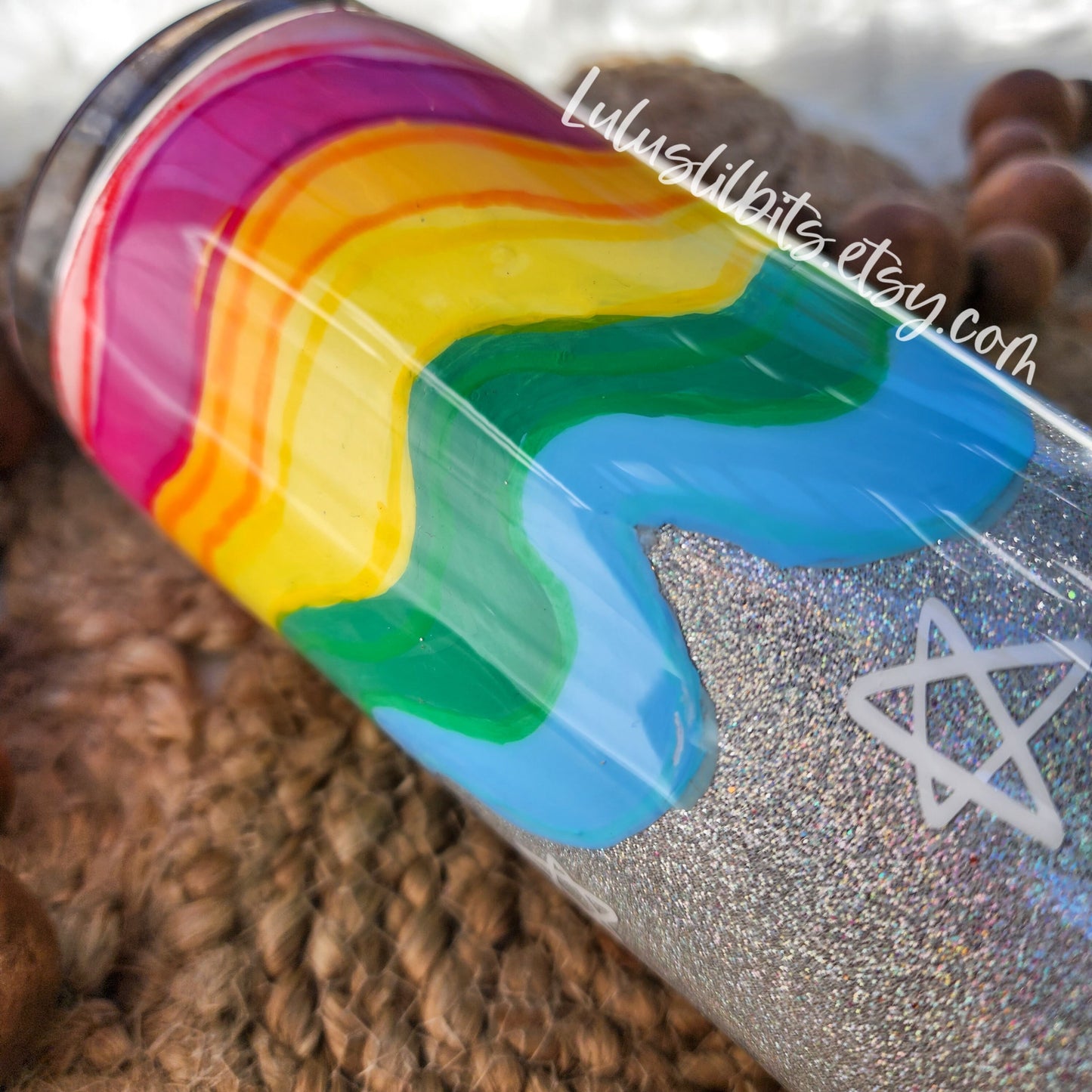 Rainbow Silver Glitter Tumbler - Ready To Ship
