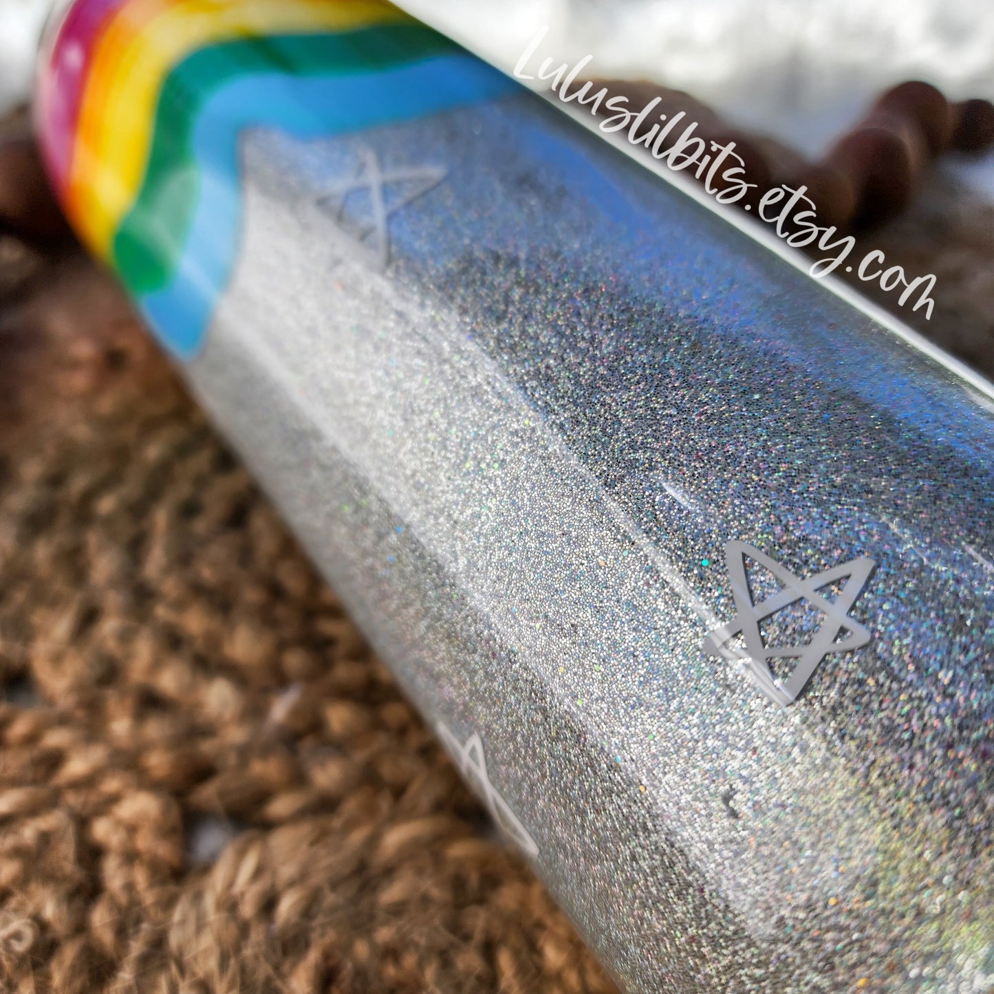 Rainbow Silver Glitter Tumbler - Ready To Ship