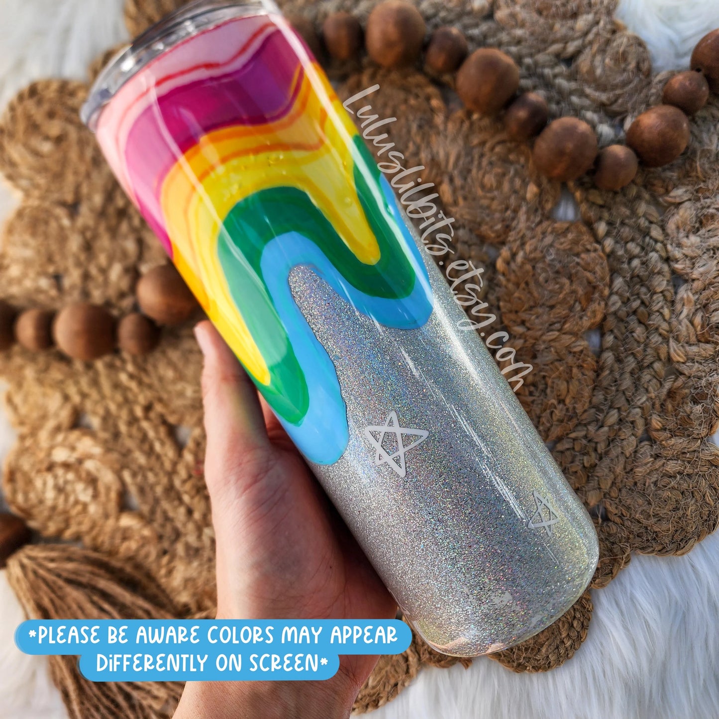 Rainbow Silver Glitter Tumbler - Ready To Ship